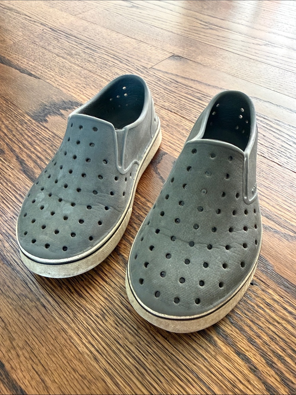 E Native Kids 12 Gray Slip-On Perforated Water Shoes